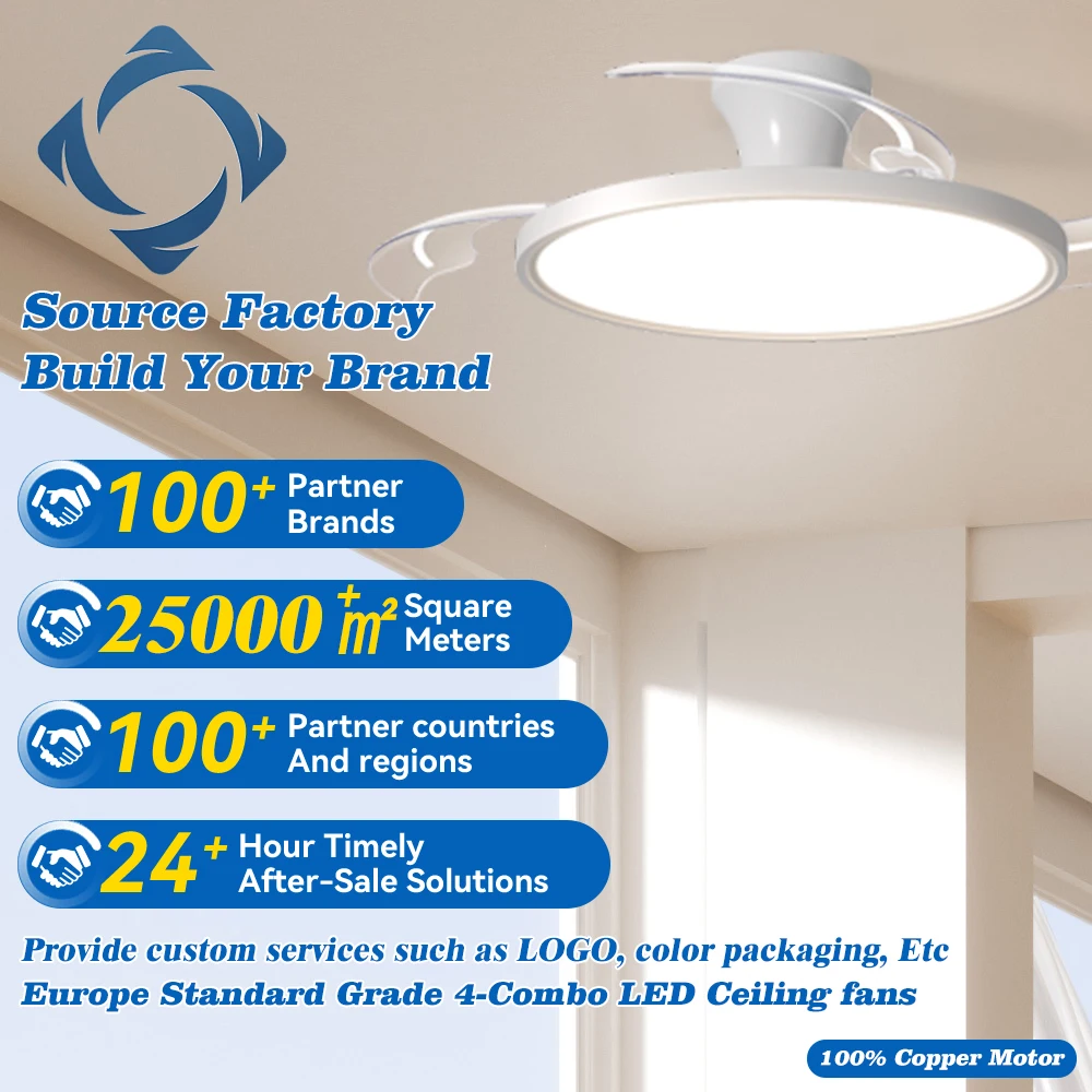 Modern Designer Luxury Decorate Room or Hotel Ceiling Fan Light Recessed Smart LED Ceiling Fan Lamp With Remote Control