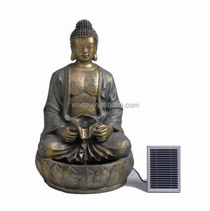 Statuette <span class=keywords><strong>solaire</strong></span> de bouddha <span class=keywords><strong>zen</strong></span> asiatique, <span class=keywords><strong>fontaine</strong></span> avec batterie, touches d'eau en résine, pour jardin et arrière-cour - Product Image 1