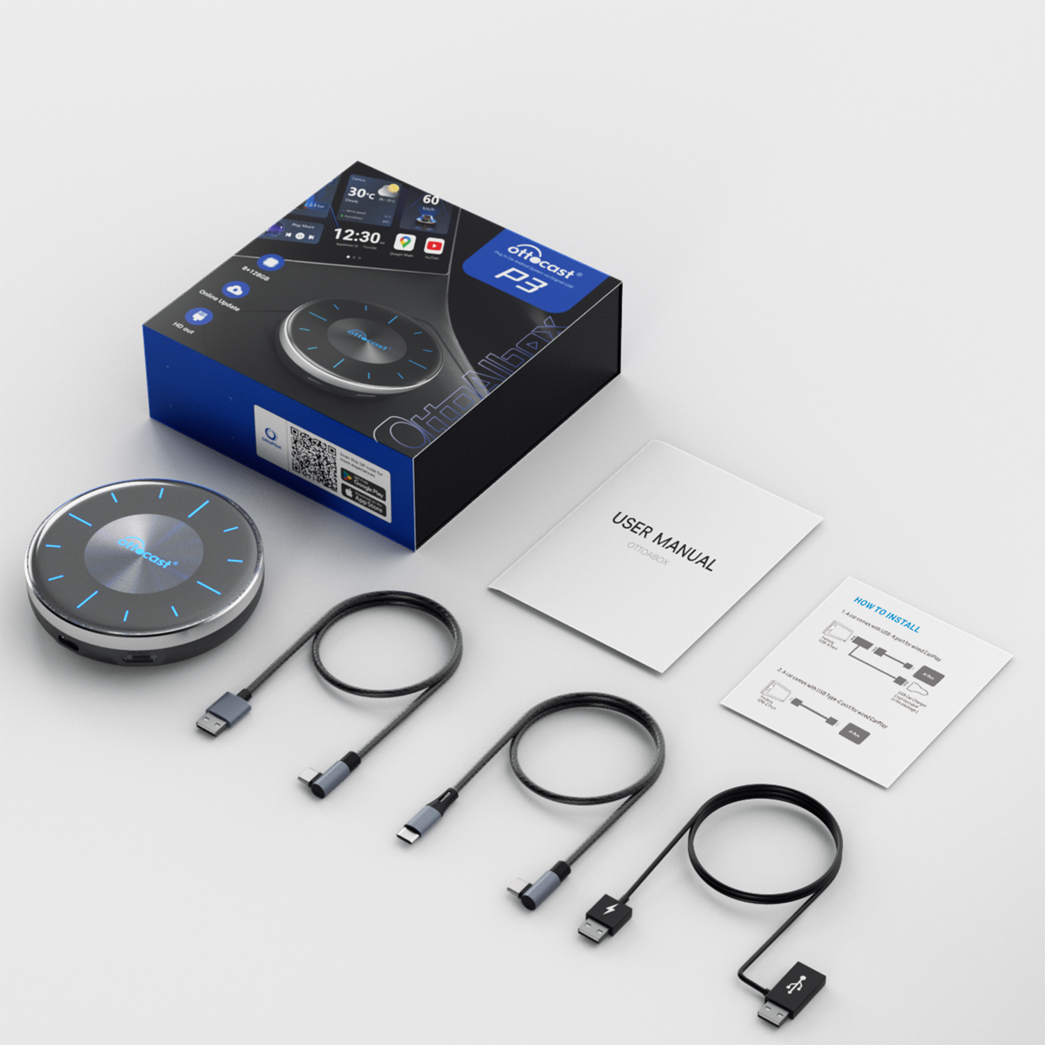 しょうちゃん ottocast P3 Lite car adapter Amazon.com: OTTOCAST P3 Lite Android 12 Magic AI CarPlay Car