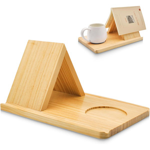 Estantería triangular de madera con soporte para tazas, 29x19,8x15,5 Cm, soporte para libros de lectura para escritorio, estilo minimalista - Product Image 4