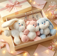 En gros, Porte-clés pendentif en peluche lapin mignon de dessin animé, portable, avec longues oreilles souples, doux, breloque de sac, cadeau