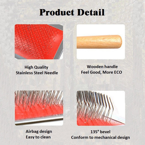 עץ במבוק טיפוח מסיר שיער חיות מחמד מעייל מסרק כלב מברשת עבור כלב - Product Image 4