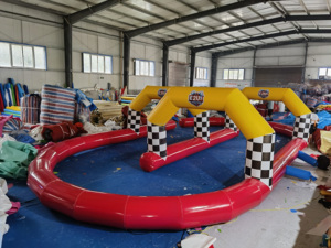 Tùy chỉnh thiết kế mới trẻ em di động không thấm nước PVC Bumper xe Inflatable đua theo dõi với đường hầm - Product Image 2
