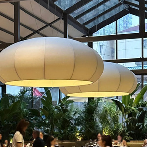 Japanese Style Chandelier Round White E27 LED Pendant <b>Light</b> For Living Room Or Dining Room - Product Image 2