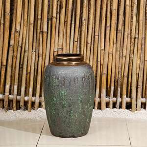 Jarrón de porcelana Vintage Art Deco, jarrón grande de cerámica <span class=keywords><strong>para</strong></span> suelo con anillo de cobre <span class=keywords><strong>para</strong></span> decoración del hogar <span class=keywords><strong>para</strong></span> sala de estar o patio - Product Image 6