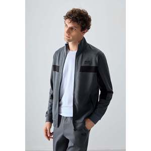 Ensemble de survêtement pour homme gris foncé texturé, coupe standard, brodé - 85248 - Gris foncé/gris foncé - Product Image 2