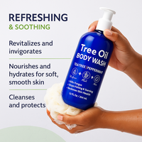 Gel douche à l'huile d'arbre à thé en gros |   Hydratant et régulateur de sébum à la menthe poivrée, à l'aloe vera, à l'eucalyptus, à la noix de coco et à l'huile d'olive OEM/ODM