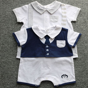 100% coton gentleman type col <span class=keywords><strong>polo</strong></span> à manches courtes bébé garçon barboteuse combinaison pour l'été - Product Image 1