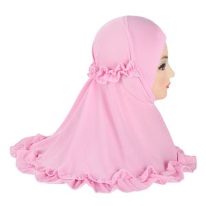 Vente chaude transfrontalière Jersey foulard pour petites filles été saoudien moyen-orient voile avec ourlet à volants dentelle voile H361 - Product Image 4