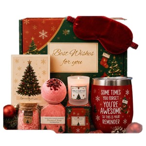 7‑Pcs <b>Christmas</b> Spa Gift Set Scented Candle Bath Bomb Bath Salt Tumbler Sleep Mask Holiday <b>Present</b> <b>Box</b> Candle set - Product Image 3