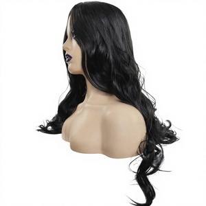 Wholesale Long Black Wavy Hair <b>Wig</b> Glueless Middle Part Machine Made Synthetic <b>Wig</b> For <b>Women</b> Daily Wear - Product Image 1