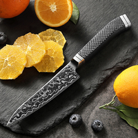 Couteau utilitaire multifonctionnel de cuisine pour chef, revêtement DLC amélioré, acier Damas M390, manche en fibre de carbone pure