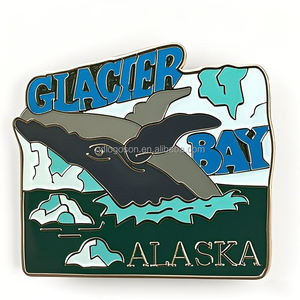 Prix de gros OEM Émail <span class=keywords><strong>Esquimau</strong></span> Drapeau de l'État américain Alaska Métal Charme Souvenir Aimants Personnalisé Alaska Réfrigérateur Aimants - Product Image 2