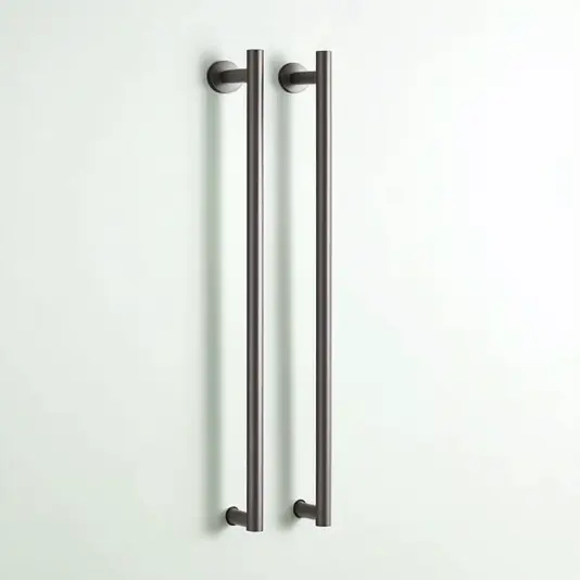 Matte Black Rose Gold Single Wall-Mounted Heated Towel Rail with 2 Bars ...
