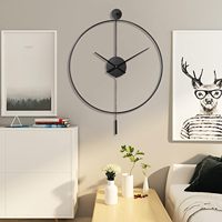 Besi Seni Klasik Besar Dekoratif Jam Dinding dengan Pendulum Modern Diam Logam Jam Dinding untuk Ruang Tamu Kamar Tidur