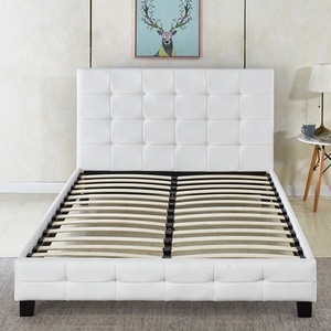 Colore bianco vendita calda in <span class=keywords><strong>legno</strong></span> morbido testiera e pedana con bottoni semplice Relax pelle regina <span class=keywords><strong>letto</strong></span> imbottito - Product Image 4