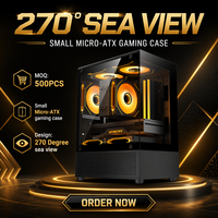 270 °   Boîtier de PC de jeu Micro-ATX panoramique à double verre trempé avec conception de flux d'air vertical
