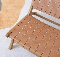 Nouvelle Arrivée Chaise de Salle à Manger Minimaliste en Bois Massif avec Dossier en Cuir de Selle, Mobilier de Maison Rafraîchissant