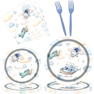 Ensemble de vaisselle jetable en papier écologique sur le thème de l'hélicoptère de dessin animé DAMAI pour fête d'anniversaire des enfants - Product Image 1