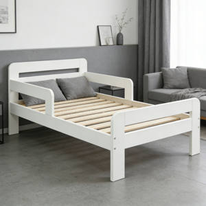 Camas individuales modernas de madera maciza para niños y niñas con barandilla para dormitorio infantil, cama de madera para niños - Product Image 4