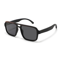 Lunettes de soleil rétro en bois de bambou de haute qualité, double pont en bois, polarisées UV400, pour hommes
