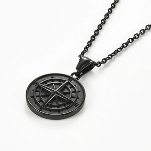 Collier Pendentif Boussole Vintage en Acier Inoxydable pour Hommes et Femmes, Breloques Rondes Étanche en Forme de Pièce de Monnaie et d'Étoile, Cadeau de Bijoux pour Fête d'Anniversaire - Product Image 6