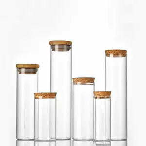 Wholesale Mini Wishing Bottle 5ml 10ml 15ml 20ml 25ml Glass Vials Custom Clear Glass Storage Jar With Cork Stopper