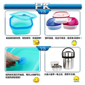 Foldable Silicone Lunch Box 1-3L Airtight Microwave Safe Portable Refrigerator Safe Heat Resistant Container For Office Workers - Product Image 4