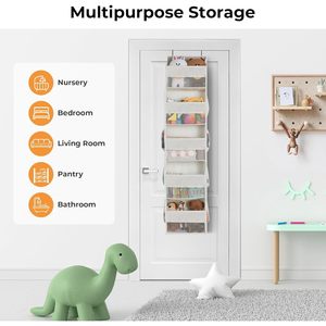 Over The Door Organizer 5 <b>Shelf</b> Waterproof Storage With 8 Pockets Clear Window Behind Door Mount - Product Image 6
