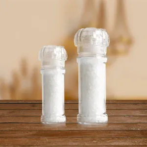 Échantillon gratuit de moulins à sel et à poivre manuels et réglables en céramique ensemble de moulins à poivre en métal et verre transparent