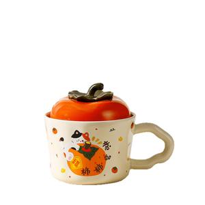 Taza de Cerámica con Tapa de Dibujos Animados Zuo Mu, Resistente al Calor, Regalo para Niñas, Invierno 2025, Pintada a Mano, Primera Calidad - Product Image 5