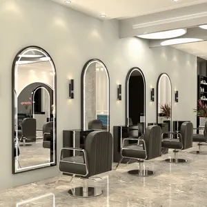 用于沙龙和理发店的椭圆形地板镜子沙龙家具配有适用于理发店可选的led灯