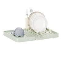 Égouttoir à vaisselle WIREKING à un seul niveau avec 11 emplacements pour assiettes, porte-couverts, espace de rangement multifonctionnel, auto-drainant, design compact