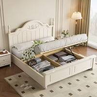 Ensemble de lit double crémeux de style campagnard américain pour chambre simple, combinaison de lits en bois massif de style coréen pour enfants