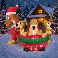 Nouvelle figurine gonflable de Noël transfrontalière avec logo, décorations de jardin et de fête extérieures, chien teckel gonflable de Noël