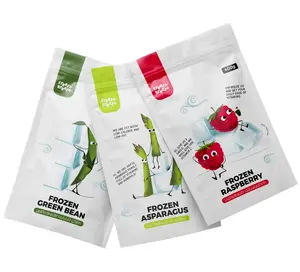 Custom Logo Printed Food Grade Frozen Asparagus Packaging Stand up Mylar Pouch Resealable Ziplock Bag