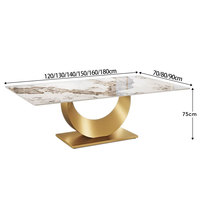 Ensemble de table à manger de luxe moderne, plateau en pierre frittée, table rectangulaire 6 places, base en métal, mobilier de salle à manger haut de gamme pour hôtel