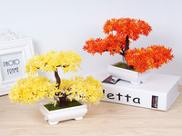 Tanaman Simulasi Pinus Pot Plastik Bunga Palsu Dekorasi Meja Ruang Tamu Mini Bonsai Hijau Ornamen