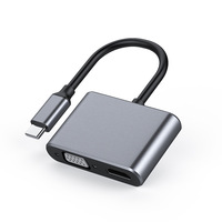 4K HDTV Home Theater & Docking Station Komputer USB3.1 Tipe-C ke HD/VGA 2 in 1 Kombinasi Pelindung dengan Selubung PVC