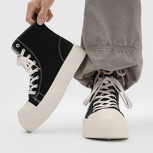 Men Canvas Shoes 2026 New Spring Trendy Versatile Thick Sole Sports Casual Big Toe <b>High</b> <b>Top</b> <b>Sneakers</b> - Product Image 2