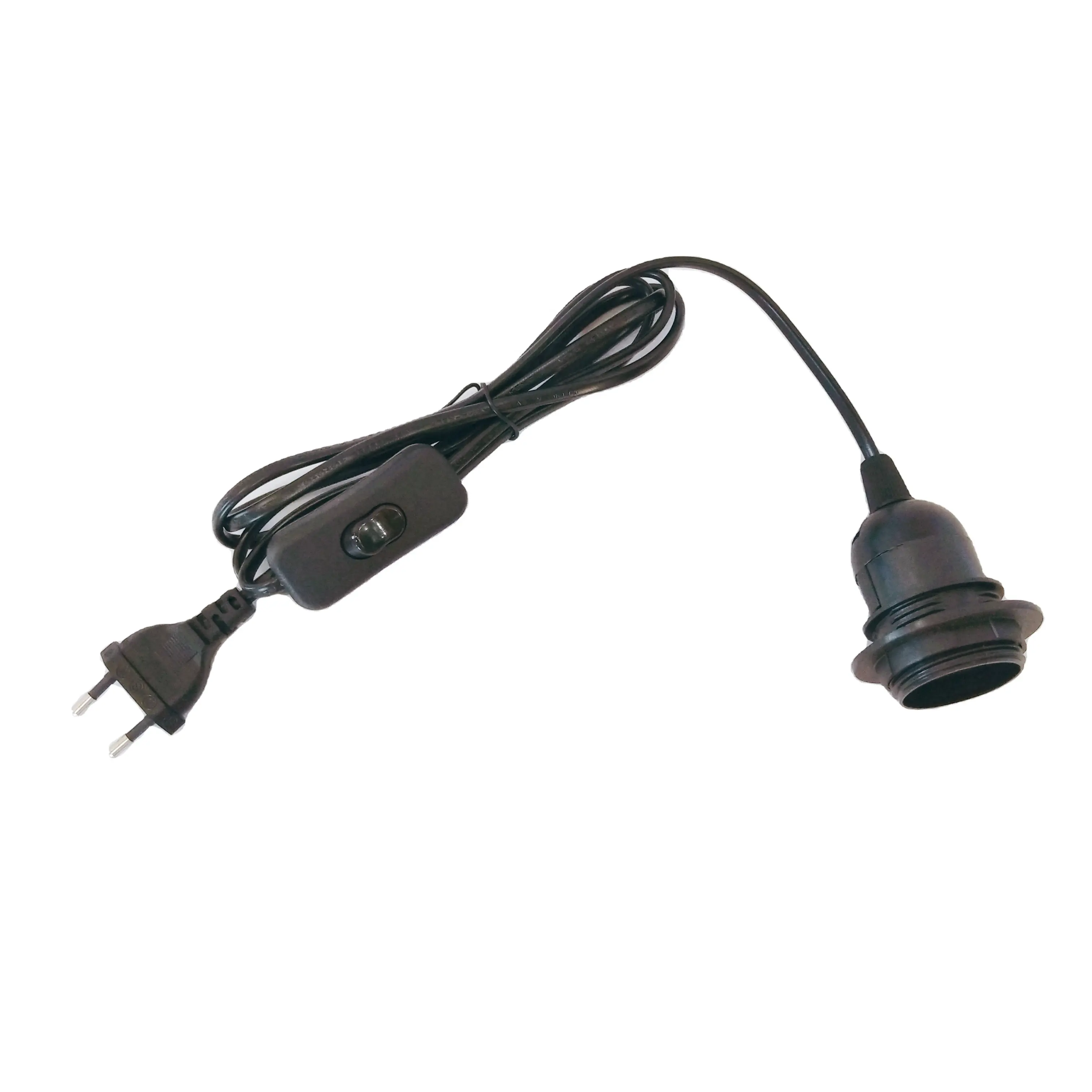 VDE 2X0.75MM2 Power Supply Cable Cord PVC Electrical Wire Cable With 2 Pin Plug And Switch And E27 Lamp Holder