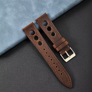 Bracelet de montre en cuir Crazy Horse pour homme, fait main, respirant, perforé, à libération rapide, bracelet de remplacement - Product Image 5