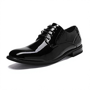Chaussures habillées pour hommes en cuir verni brillant, à bout pointu, à lacets, style Oxford, respirantes, légères, antidérapantes, pour fêtes et bureau, faible MOQ, OEM - Product Image 4