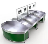 Étagère à fruits et légumes de supermarché en acier inoxydable double face robuste avec porte-affiche Espace de stockage de grande capacité