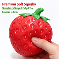 Jouet anti-stress Squeeeze Strawberry Squeeze Poke Squish, forme de fruit mignonne, doux à presser, sensoriel, vente en gros
