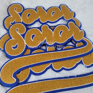 Customize Letters Sorority <strong>Gold</strong> Chenille Blue Outline Felt Embroidery Patches Iron On/Sew on for Jacket Garment Coat Hoodies - Product Image 6