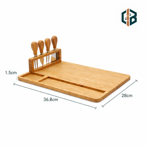 Ensemble de planches à fromage en bambou avec 4 couteaux, planche à découper pour charcuterie, pour la maison, la cuisine, cadeau de mariage, vente en gros, FSC - Product Image 4