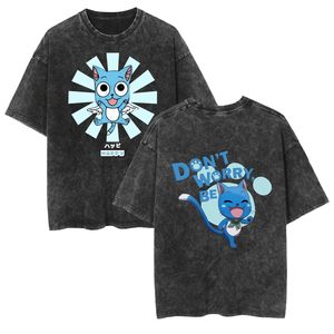 T-shirt vintage délavé, Anime <span class=keywords><strong>Fairy</strong></span> <span class=keywords><strong>Tail</strong></span>, T-shirt décontracté en coton à manches courtes pour hommes et femmes - Product Image 1