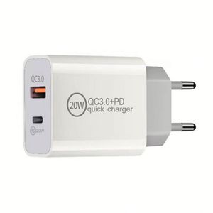 อะแดปเตอร์ชาร์จโทรศัพท์มือถือแบบ 2 พอร์ต 20W PD Type-C แท้ พร้อมระบบป้องกัน OTP รองรับ QC3.0  ปลั๊ก US/EU - Product Image 1