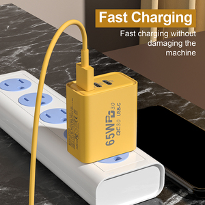 Nouveau modèle 2024 Chargeur rapide PD 65W de type C - Appareil de voyage multifonctionnel avec 3 ports USB-C et <span class=keywords><strong>prise</strong></span> pour téléphone et écouteurs - Product Image 4
